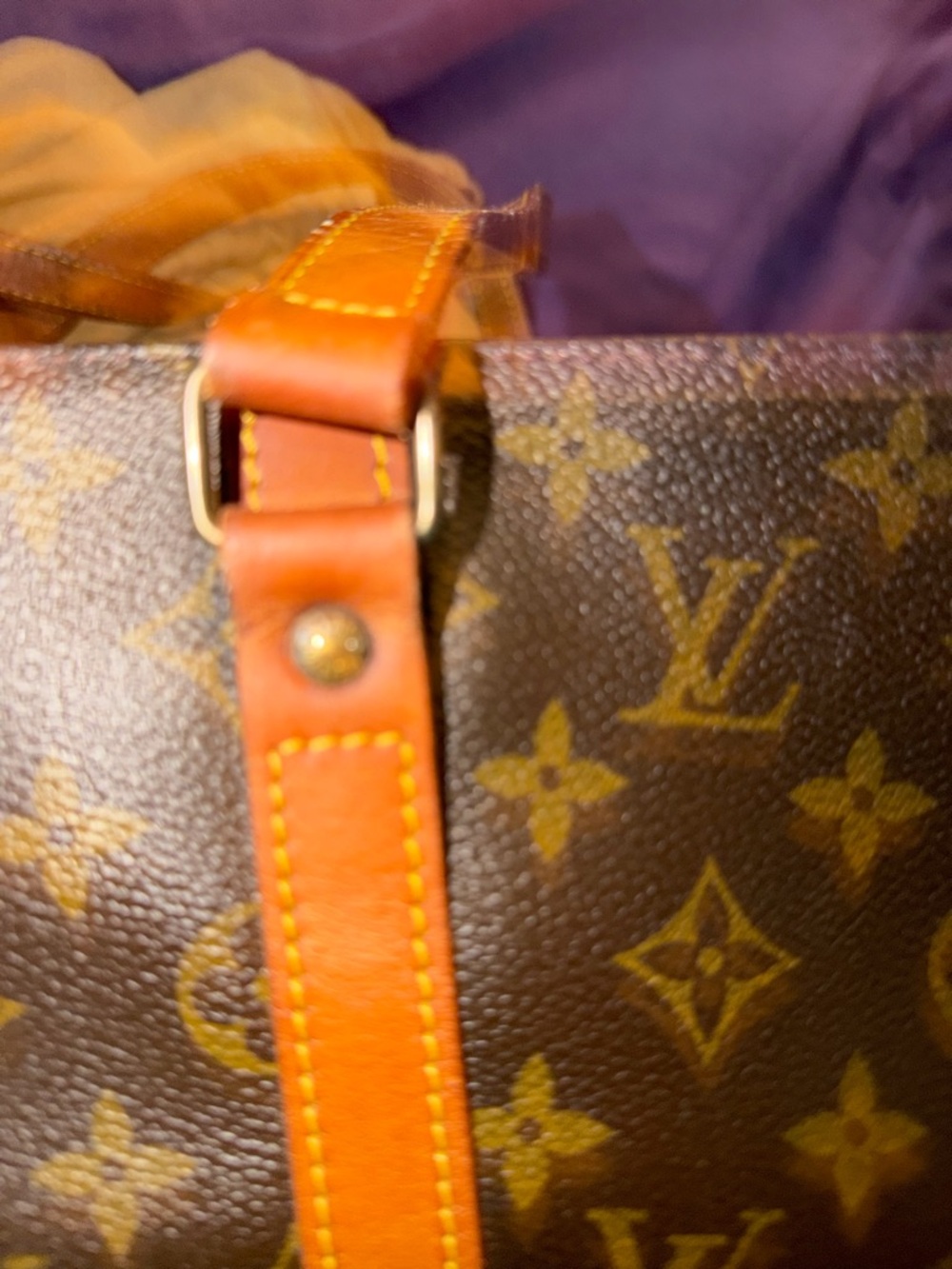 Louis Vuitton Brown Monogram Canvas Tote Interior with Tan Trim - Picture 3 of 10